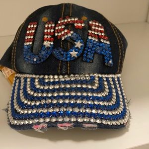 USA sequined denim hat